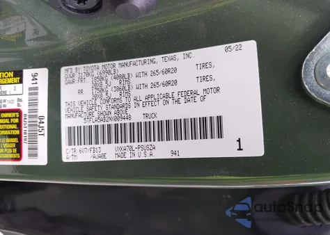 2022 Toyota Tundra Sr5 из США, поврежденный, VIN 5TFLA5AB2NX009448